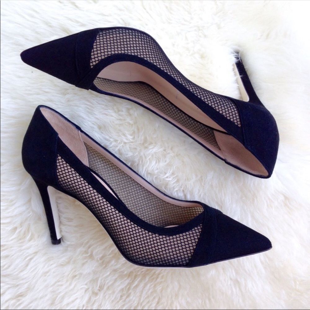 Ron white mesh suede Jane pumps